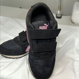 Puma Black and Pink Velcro Sneakers